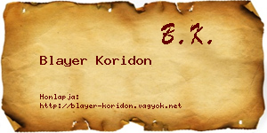 Blayer Koridon névjegykártya